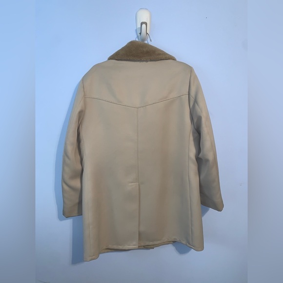 Lee Wald Men's taupe beige Coat Brown faux fur lapels Collar vintage 42 car coat - Picture 2 of 8